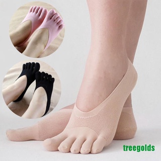 Treegolds calcetines invisibles de corte bajo invisibles antideslizantes para mujer
