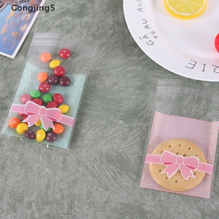 Gongjing5 nuevo 100 unids/lote 8*10CM Bowknot galletas embalaje de encaje caramelo bolsas de plástico autoadhesivos MY