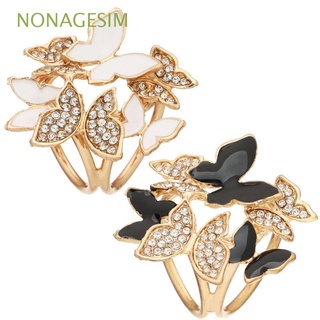 NONAGESIM 2PCS Fashion Butterfly Cincin Tudung Cluster Brooch Gift Shawl Brooch Buckle Clip Scarf Ring Brooch Jewelry Lovely Pin Rhinestone