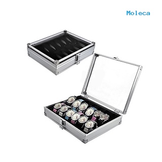 moleca 6/12 rejilla ranuras para joyas relojes caja de almacenamiento de aluminio
