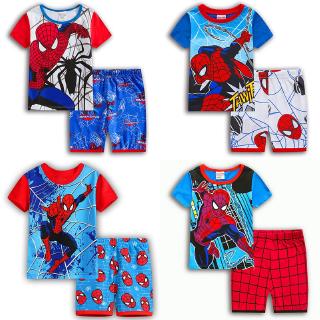 Niño pijamas verano de algodón ropa de los niños de las niñas conjunto Spiderman Iron Man Cosplay de manga corta Cothes conjuntos de manga corta fiesta