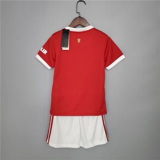 manchester united 2021 - 2022 home camiseta roja de fútbol para niños