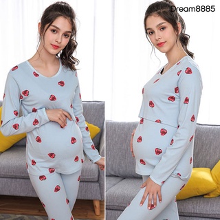 [dm stock] dibujos animados animal maternidad enfermería pijama conjunto de manga larga lactancia materna top pantalones (3)