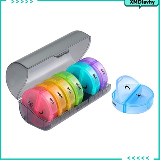 1X Weekly Pill Organizer 7 Day 2 Times a Day Rainbow Lids for Pills Supplements