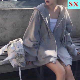 Suéter cardigan mujer 2021 nuevo suelto con capucha casual retro sabor de Hong Kong primavera y otoño deportes salvaje chaqueta con cremallera marea