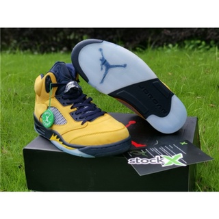 2019 Nike Air Jordan 5 Retro Michigan Amarillo College Navy Outlet AJ5 zapatos de baloncesto (2)