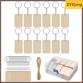 241Pieces Blank Wood Tags Unfinished Wooden Hanging Tags with 80 Key Rings Wood Keychain Key Tags for DIY Crafts Ornaments