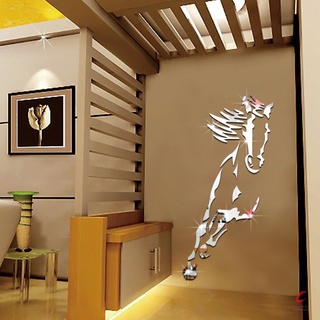 Galloping caballo espejo pegatina de pared moderno diseño creativo pegatinas de pared 3D acrílico espejo superficie de la sala de estar decoración (7)