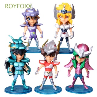 ROYFOXX 5pcs/set Mini Action Figure Cartoon Japan Anime Model Toy PVC Doll Zodiac Kid Gift Ornaments Collection Gold Saint Seiya Knights