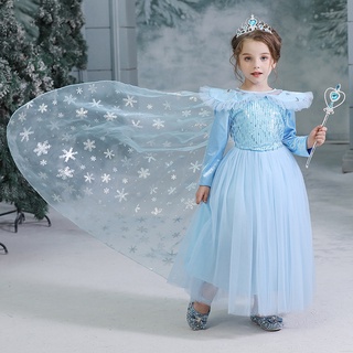 Frozen Aisha princesa mullida copo de nieve vestido de capa larga Aisha Elsa falda para niños Navidad Aisha princesa