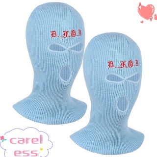 CARELESS High Quality Winter Autumn Hats Cycling Female Beanie Caps Knitted Beanies Embroidery Warmer Bonnet Halloween protection balaclava Three hole hat