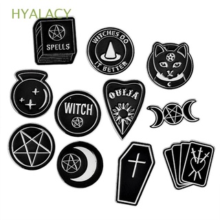 HYALACY Fashion Brooch Black Moon Clothes Lapel Pin Enamel Pins Dripping Oil Punk Spells Witches Cartoon Gothic Badge