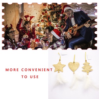 3 piezas adornos de navidad de cinco puntas estrella amor pluma colgante árbol de navidad
