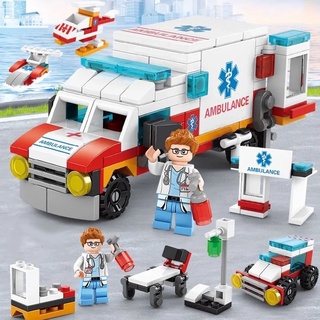 Compatible with Lego small particle theme building blocks, children's educational toys, amusement parks, fire trucks, ambulances, police cars (9)