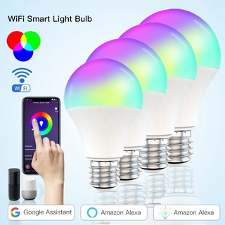 Bombilla inteligente WiFi E27 B22 regulable RGB+CCT lámpara inteligente control de voz compatible con Alexa Google Home rx (8)