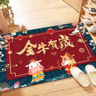 cny tapete zodiac ox puerta roja almohadilla 40*60/50*80cm rectangular bienvenida piso alfombra decoración festiva para 2021 año nuevo chino
