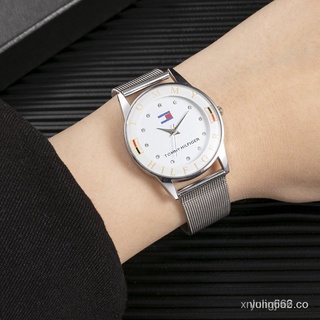 🙌 Hilfiger Tommy nuevo par moda casual acero inoxidable correa de malla reloj tamaño M1nR