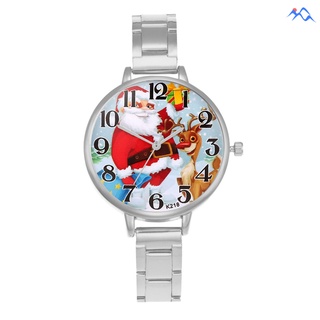 Moda Casual moda moda banda de aleación reloj Santa Claus y Elk impresión mujeres adolescentes relojes