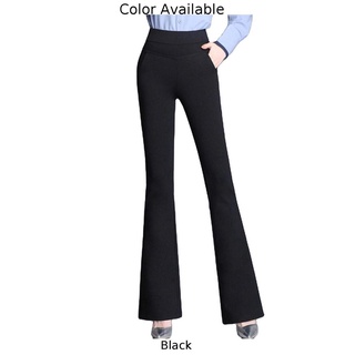 mujer pantalones micro-flared oficina estiramiento mujeres cierre cintura alta (2)