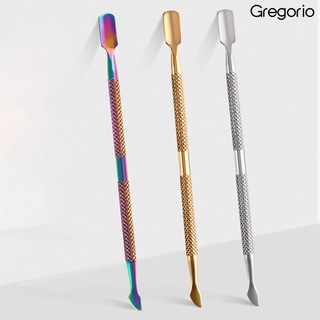 Gregorio01 eficaz empujador de uñas de doble cabeza de acero inoxidable exquisito antioxidante cutícula empujador para el hogar