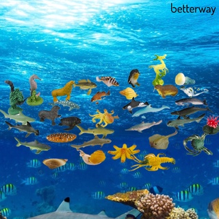 Betterway 36 pzs figuras realistas de animales marinos ligeros de buen gusto surtidos de animales de mar para colección