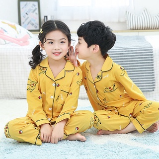 Pijamas infantiles primavera y otoño peinado de algodón para hombre y mujer niños pequeños chinos pequeños bebés caricaturas de dibujos animados cárdigan ropa de casa linda
