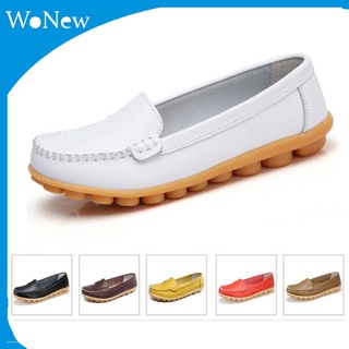 {35-44} Zapatos blancos de las mujeres de cuero suave mujer enfermera zapatos casual suela plana (1)