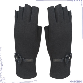 1 Pairs/2pcs Women Driving Cotton Gloves Winter Fingerless Half Gloves