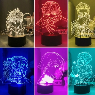 Lámpara 3D Jujutsu Kaisen Luces Nocturnas Anime Iluminación USB LED Gojo Satoru Itadori Yuji Acrílico 7 Colores Luz De Escritorio Cumpleaños