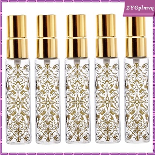 5pcs portátil recargable perfume fragancia botella de vidrio flores impresas