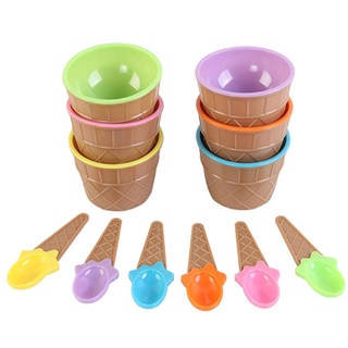 Gy colores vibrantes cuencos de helado con cuchara PP plástico postre tazón Yogurt tazas 09.28