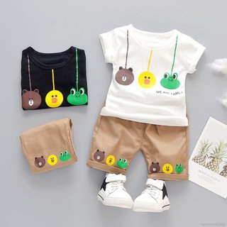 sunny: camiseta con estampado de animales para bebés y pantalones cortos