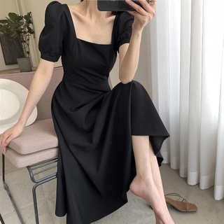 Vestido de verano nuevo Ins estilo té descanso vestidos de fiesta Hepburn estilo grasa MM negro vestido