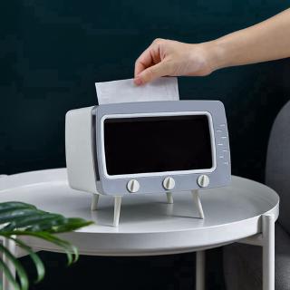 steven's e-shop nórdico minimalista retro escritorio tv modelado caja de pañuelos intensificado base teléfono móvil ver tv ranura para tarjeta rack (2)