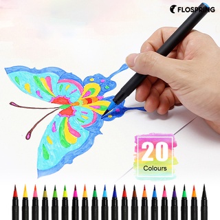 flo - juego de 20 pinceles de acuarela para colorear, diseño de caligrafía, marcador de pintura