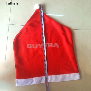 [fellish] 1 pieza de decoraciones navideñas feliz santa rojo sombrero silla cubiertas de la cena decoración 436co