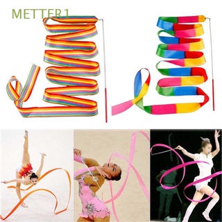METTER1 Adult Props Dance Stick Colorful Ballet Streamer Gymnastics Ribbons Professional Twirling Rod Ballet Gymnastic Child Sports 4M/Multicolor
