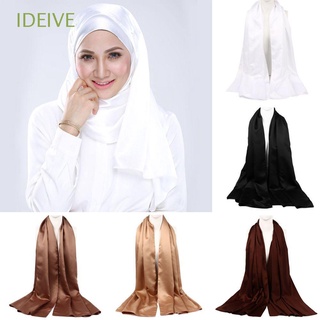 IDEIVE 180x70cm Smooth Satin Shawl for Women Tudung Headscarf Muslim Hijab Silk Material Solid Color Matte Effect Breathable Women Scarf/Multicolor