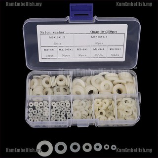 350 nylon junta plana arandelas de plástico en caja M2/M2.5/M3/M4/M5/M6/M8