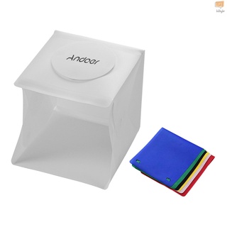 andoer caja de luz led portátil de estudio fotográfico estudio mini plegable fotografía estudio softbox con 6 colores caídas