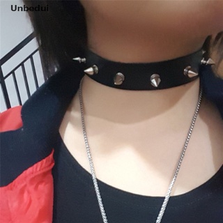 [Unbedui] Punk Lady Gothic Leather Choker Heart Chain Spike Rivet Buckle Collar Necklace SDF
