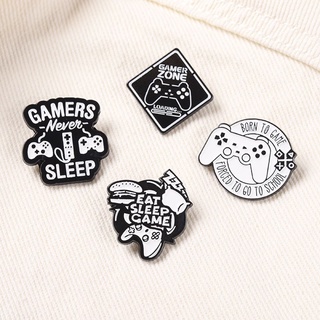 ANIMOR Fashion Enamel Pin Art Denim Jackets Lapel Pin Gamepad Brooch The Exposed Clasp Arcade Game Black and White Alloy Jewelry For Student Gifts Lapel Pin Letter Badge (5)