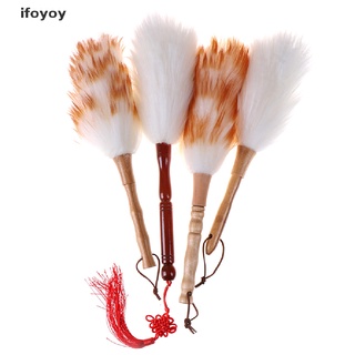 ifoyoy - cepillo de plumas de lana antiestática, herramienta de limpieza de polvo, mango de madera
