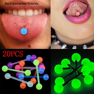 [horizonelectronic] Juego de 20 pzas de piercings de lengua con bola luminosa flexibles para el cuerpo