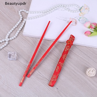 [beautyupdr] palillos de bambú de china dragón rojo patrón chino reutilizable 1 par de palillos útiles calientes