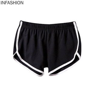 Pantalones cortos de algodón para mujer, cintura elástica, Yoga, tela deportiva, negro