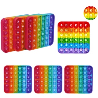 Push burbuja sensorial Popit Fidget juguete de silicona alivio del estrés niños adultos juego de números del alfabeto inglés educación temprana juguete sensorial