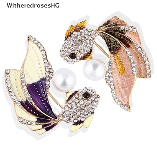 (witheredroseshg) Enamel Goldfish Brooch Pin Women Rhinestone Crystal Animal Brooch Dress Jewelry On Sale
