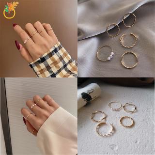 Corea versión temperamento hembra multicapa anillo de flexión conjunto de accesorios estéticos con pequeña perla