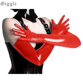 Sexy hombres mujeres cuero sintético guantes largos de aspecto húmedo de látex fiesta ópera Club disfraces (5)